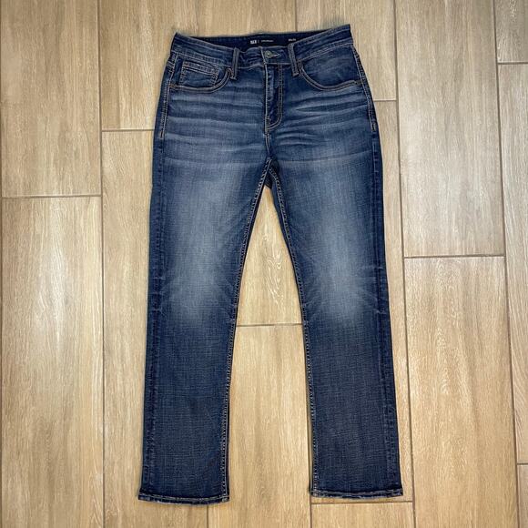 BKE Jake Straight Men’s Jeans 33x32 Blue Dark Wash Stretch Denim Repreve Classic - Picture 1 of 9